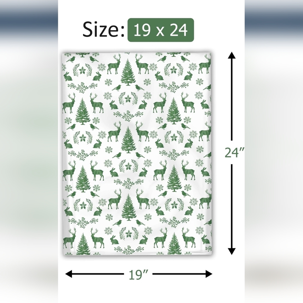 10ct 19x24 Green and White Holiday Wrapping Paper